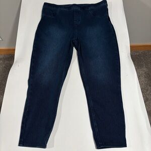 SPANX Jean-ish Ankle Leggings 1X Jeggings Shapewear Dark Blue Jeans